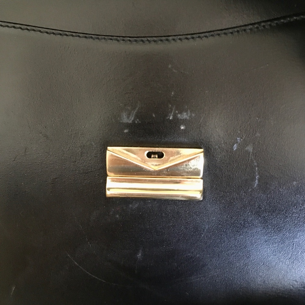*hp* Vtg Mark Cross 1990s Black Leather Bag Purse - Picture 9 of 16